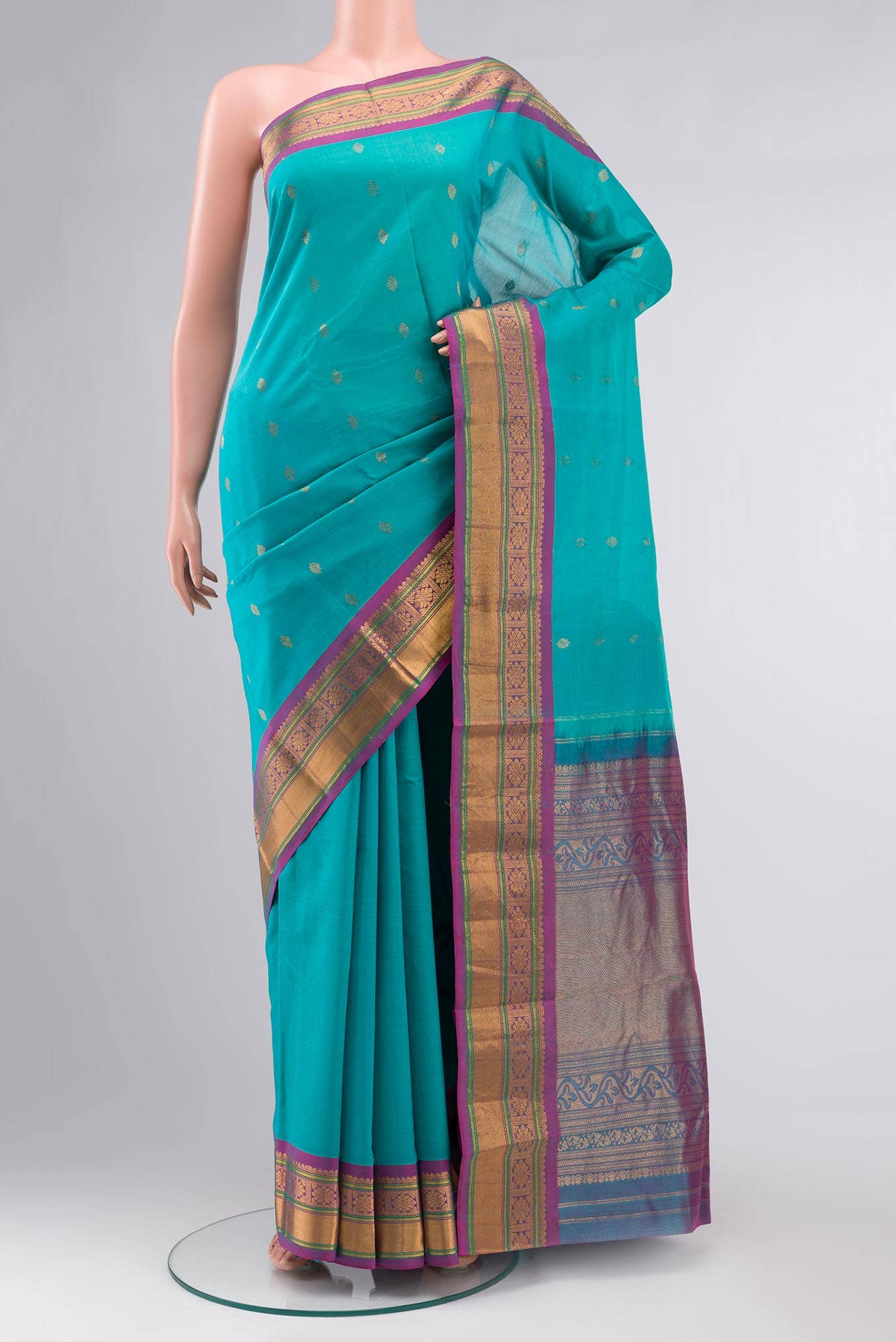 Blue Gadwal Silk Cotton Saree