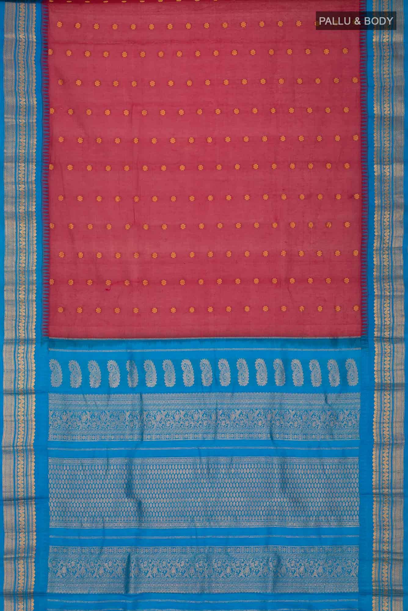 Maroon Gadwal Silk Cotton Saree