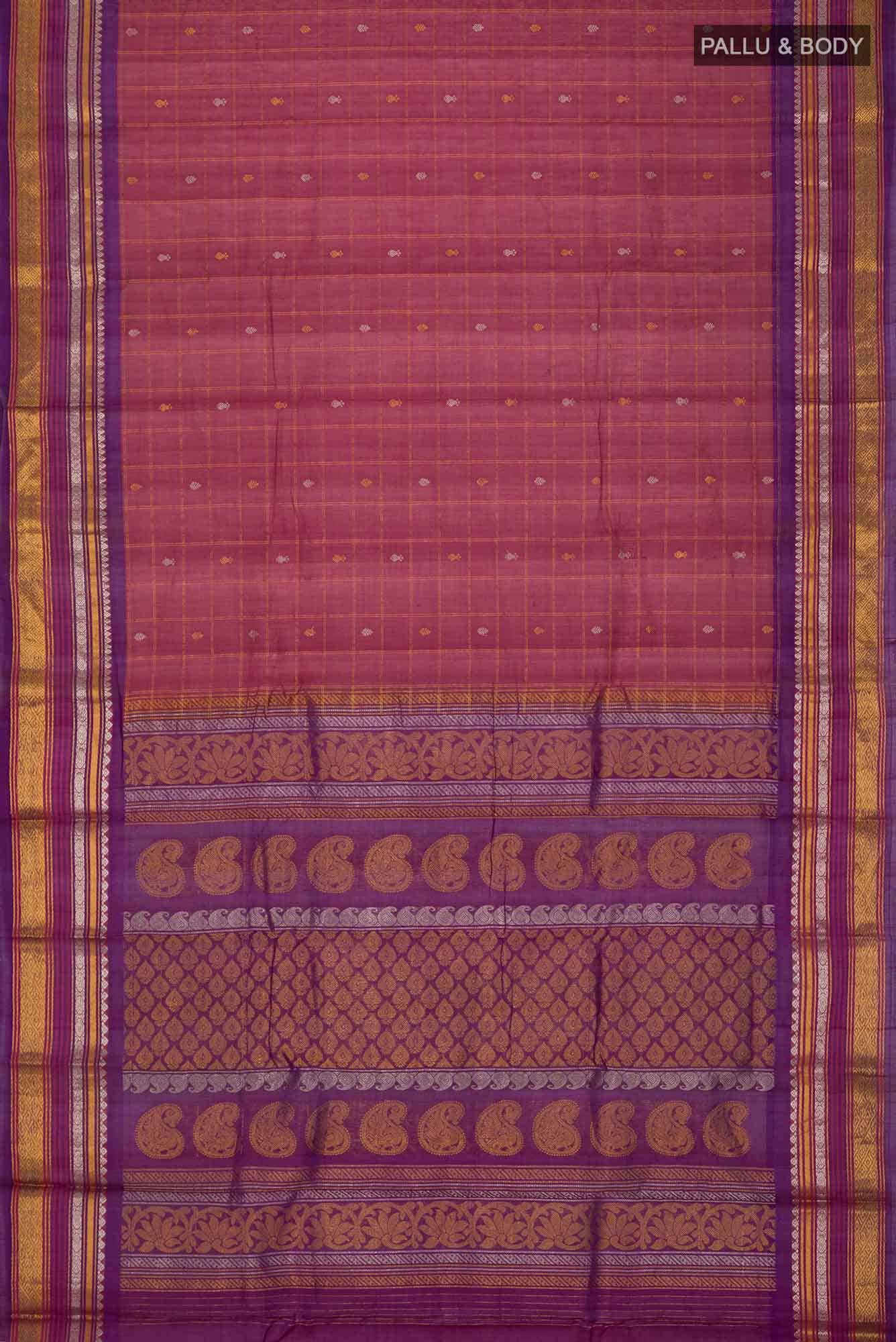 Maroon Gadwal cotton Saree