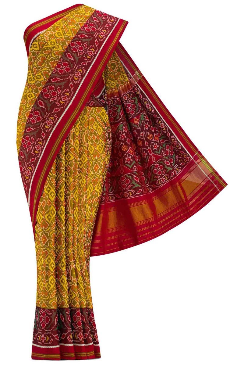 Yellow Dual Tone Rajkot Patola Silk Saree