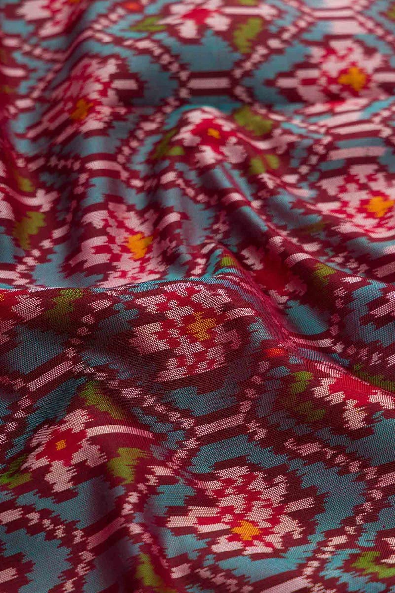 Peacock Blue Dual Tone Rajkot Patola Silk Saree