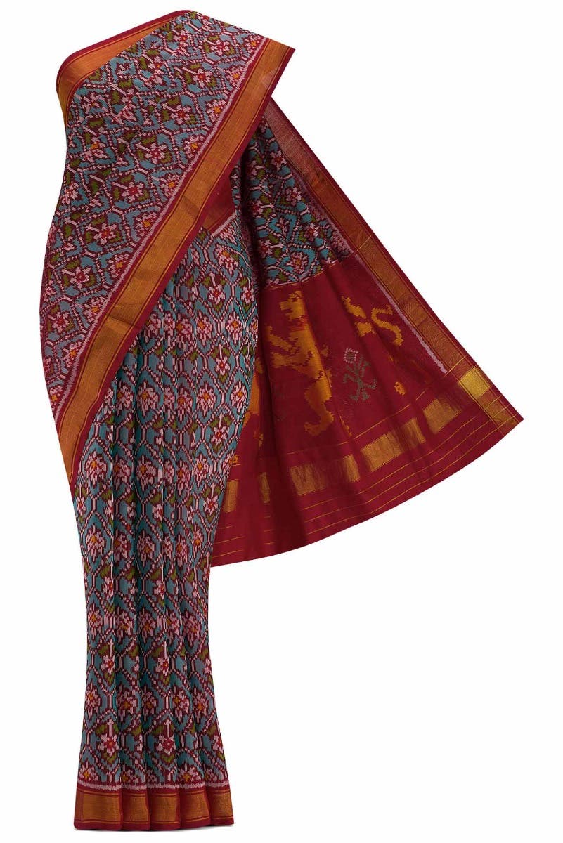 Peacock Blue Dual Tone Rajkot Patola Silk Saree