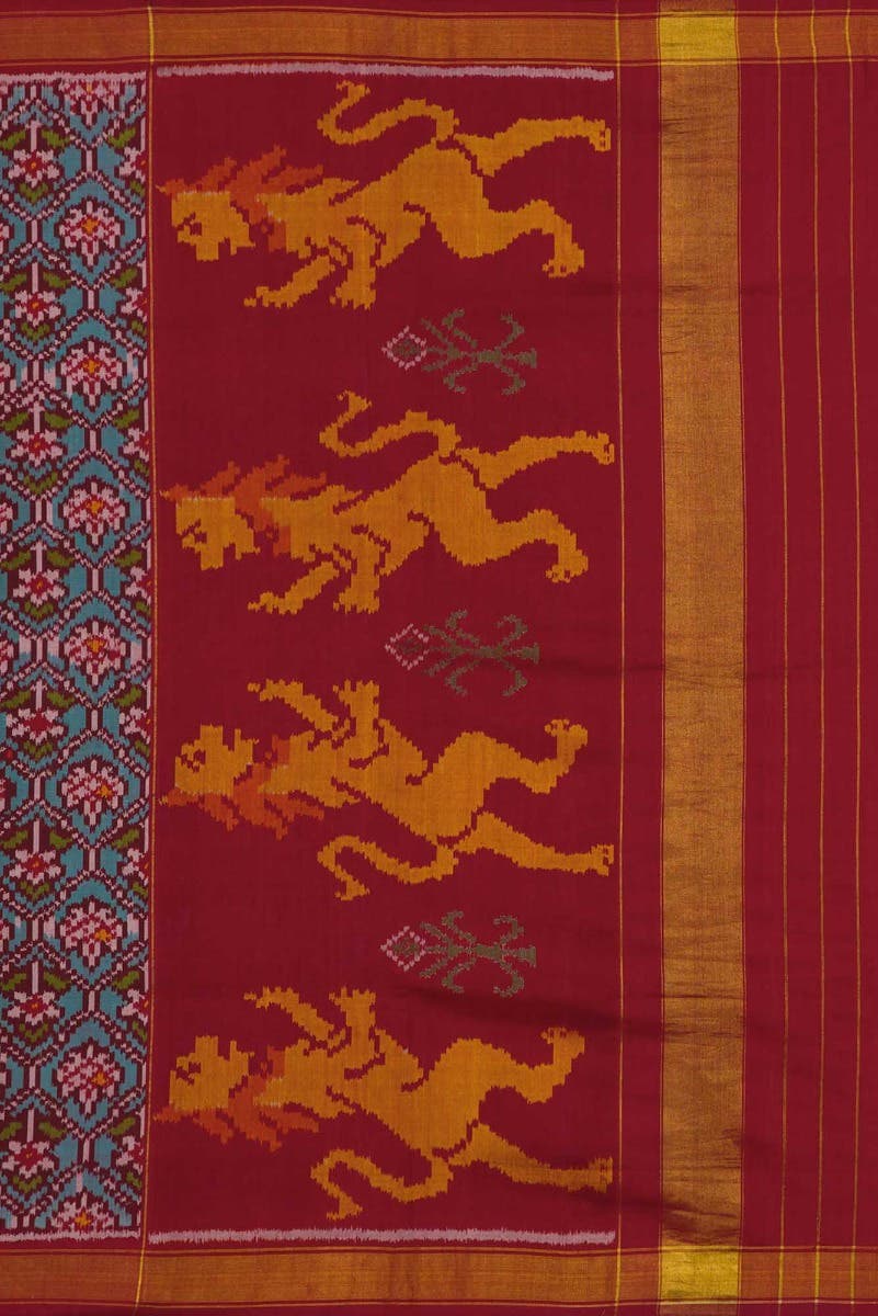 Peacock Blue Dual Tone Rajkot Patola Silk Saree