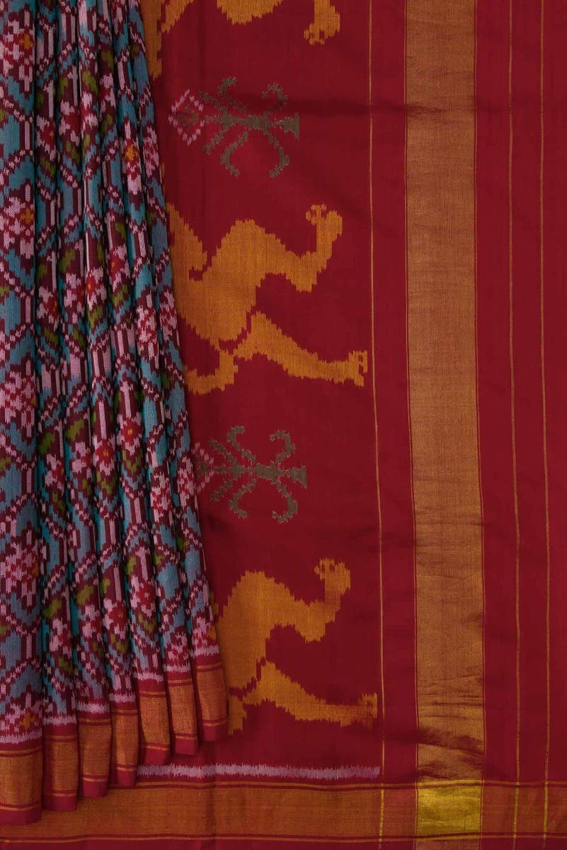 Peacock Blue Dual Tone Rajkot Patola Silk Saree