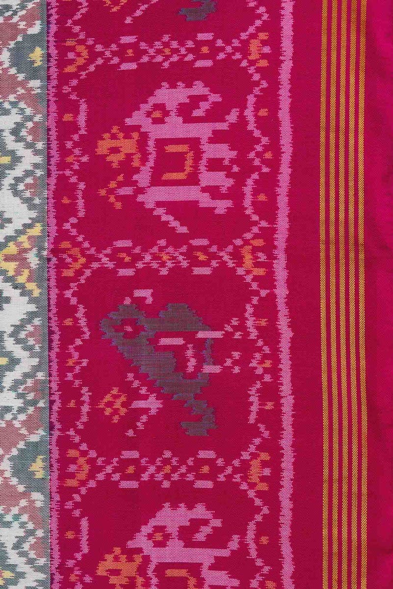 Off White Dual Tone Rajkot Patola Silk Saree