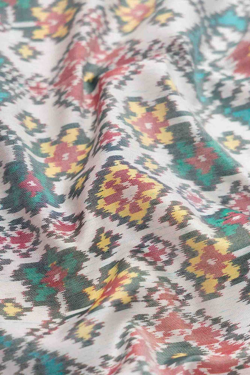 Off White Dual Tone Rajkot Patola Silk Saree