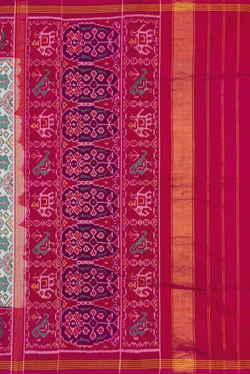 Off White Dual Tone Rajkot Patola Silk Saree