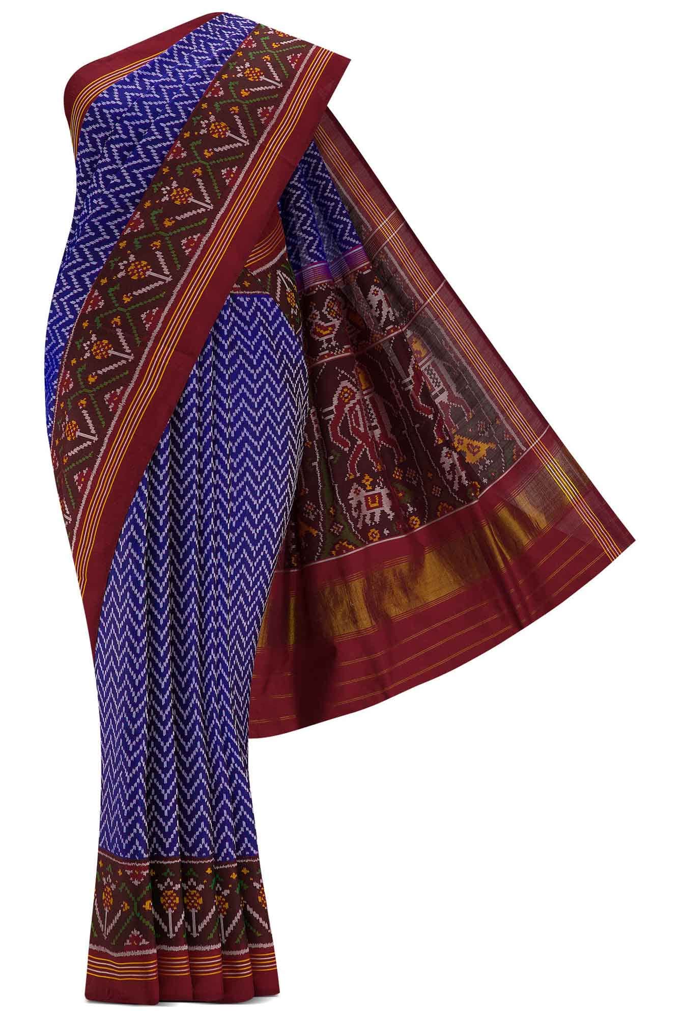 Royal Blue Dual Tone Rajkot Patola Silk Saree