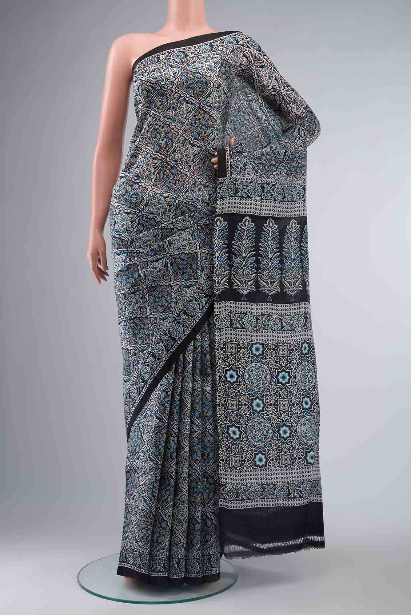Black Tussar Silk Saree