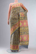 Grey Printed Silk Saree