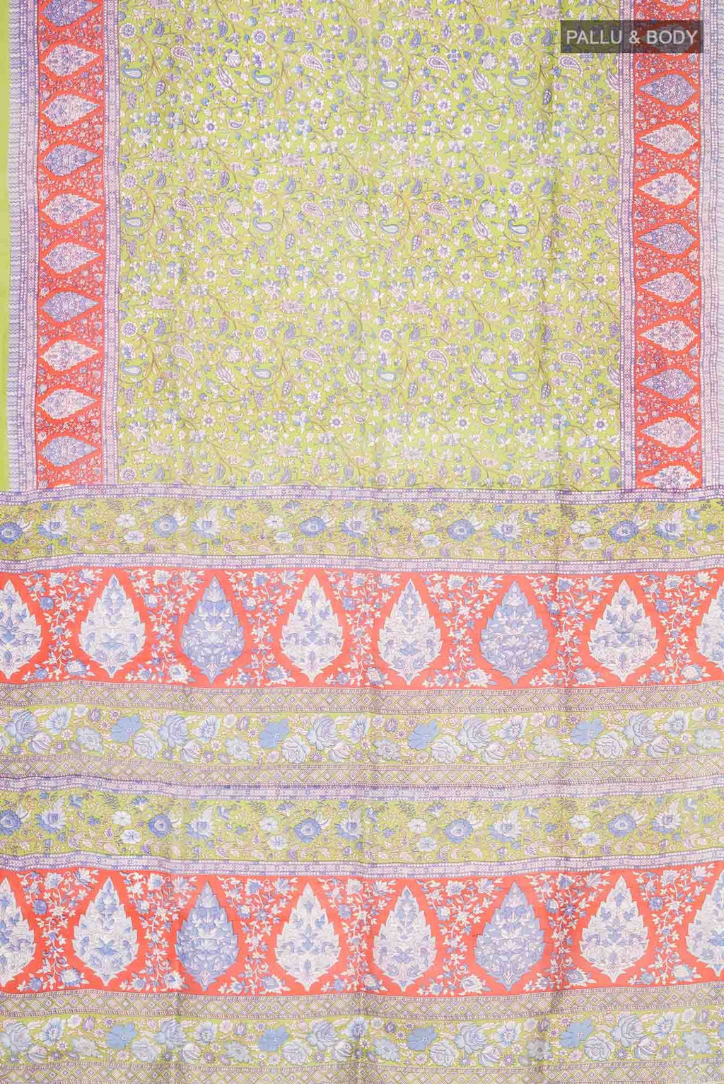 Green Printed Silk Saree