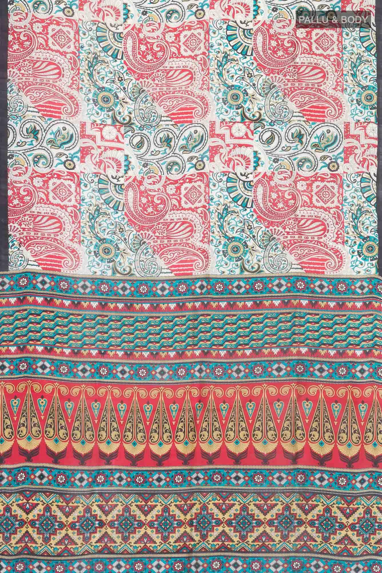 Red Printed Silk Saree