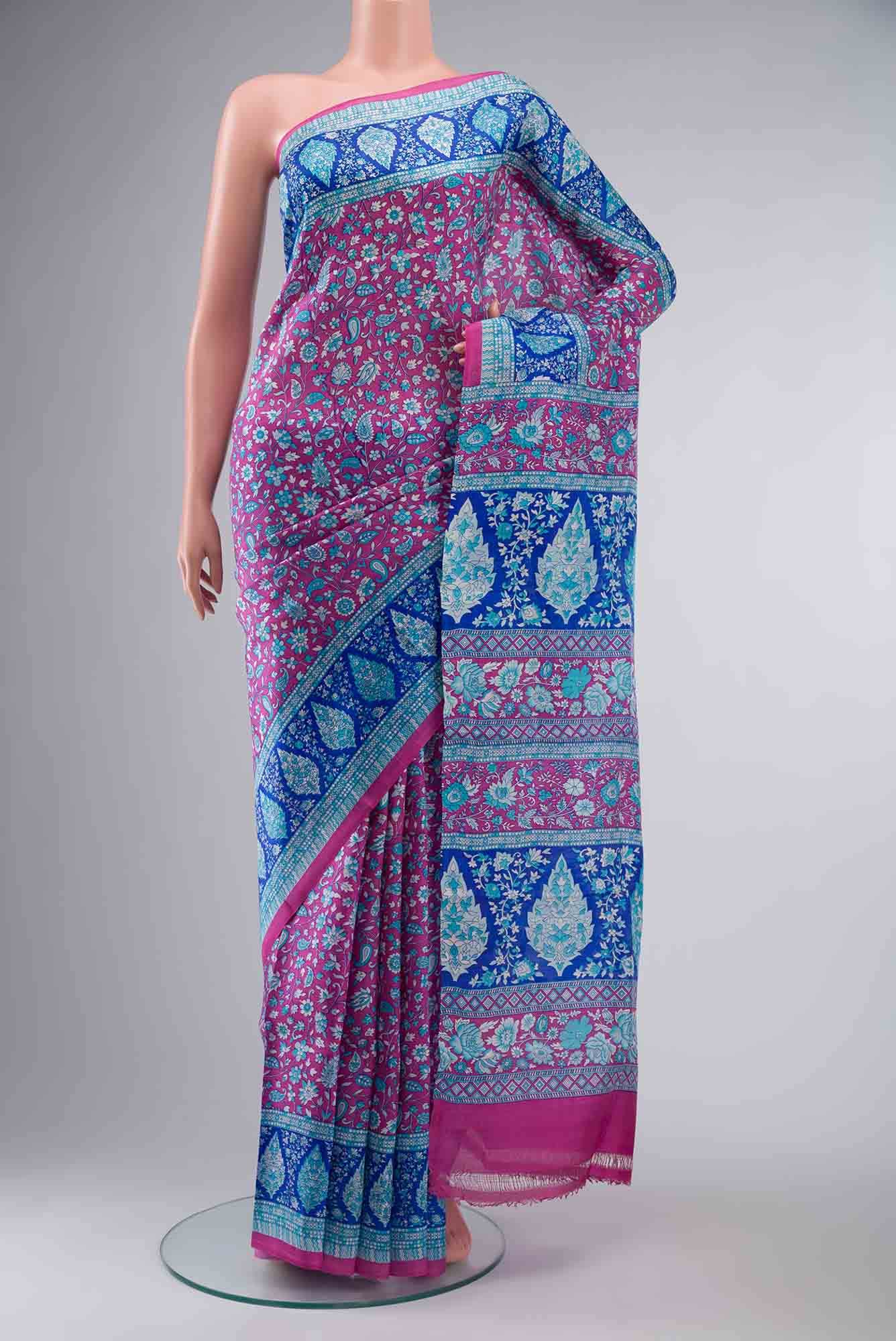 Pink Tussar Silk Saree