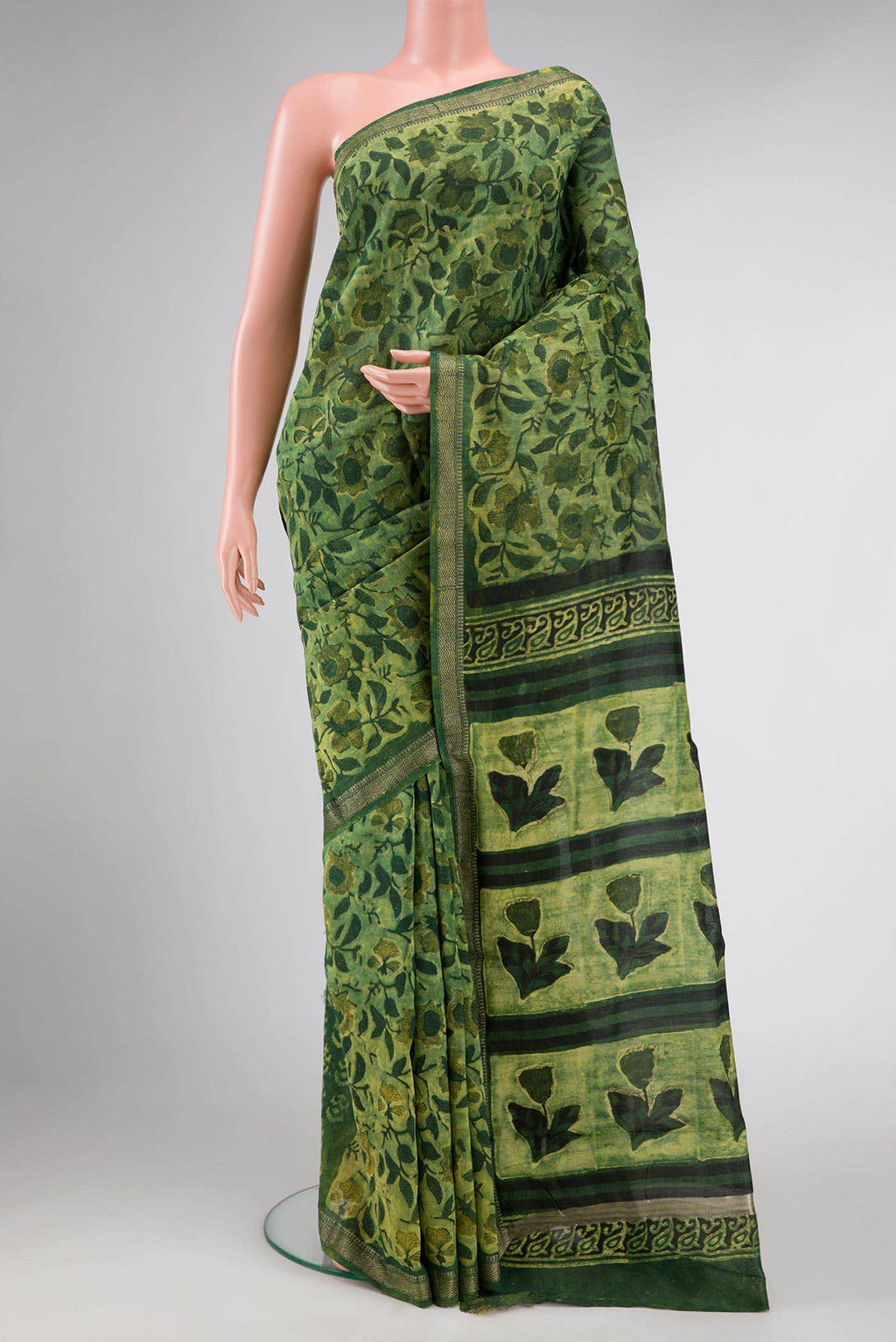 Green Dual Tone Tussar Silk Saree