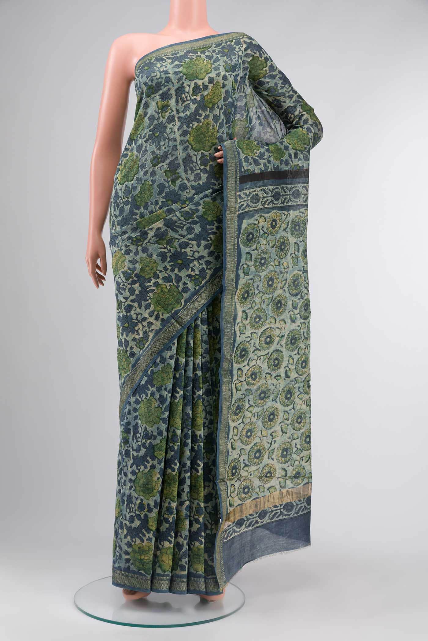 Blue Chanderi Silk Cotton Saree