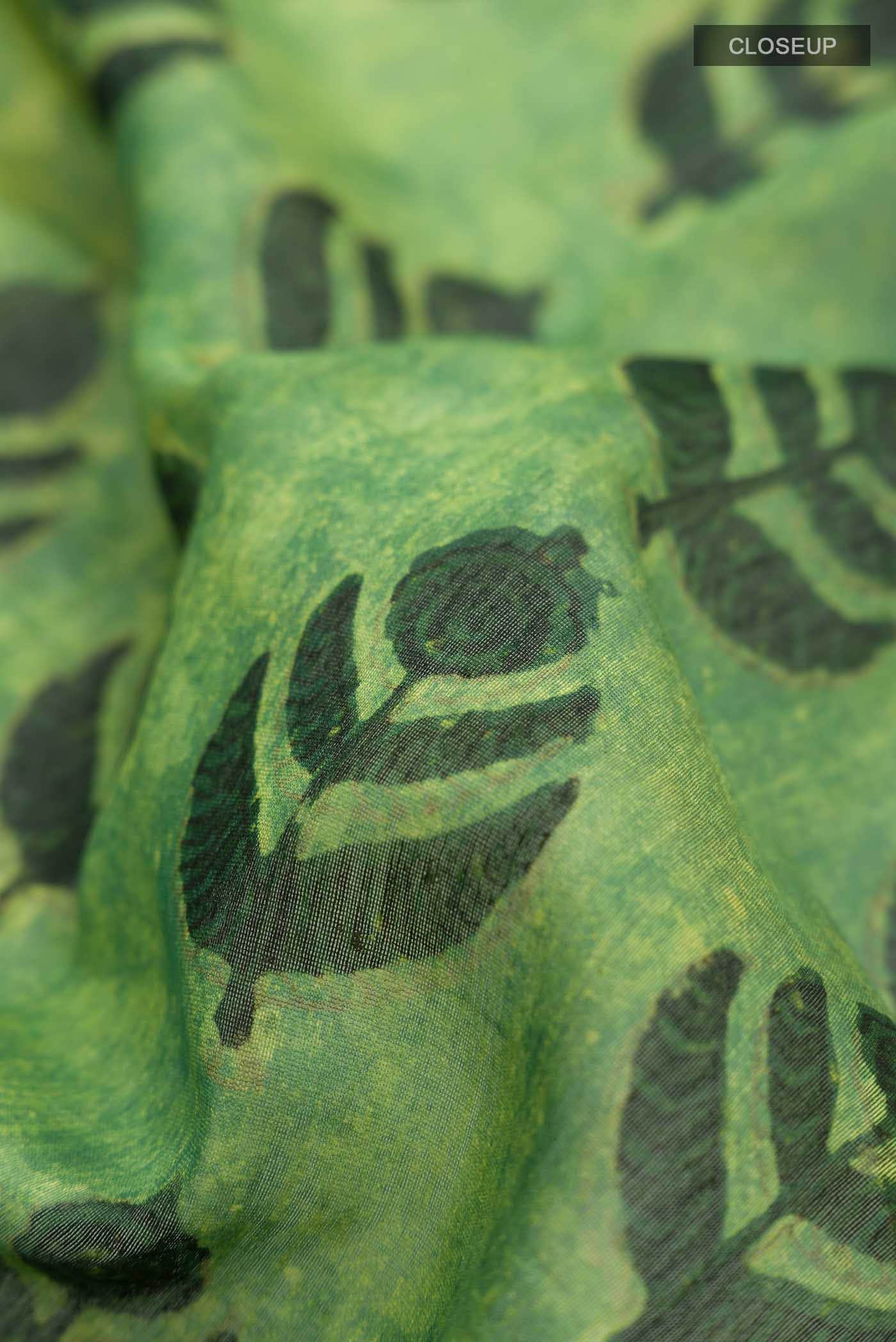 Green Chanderi Silk Cotton Saree