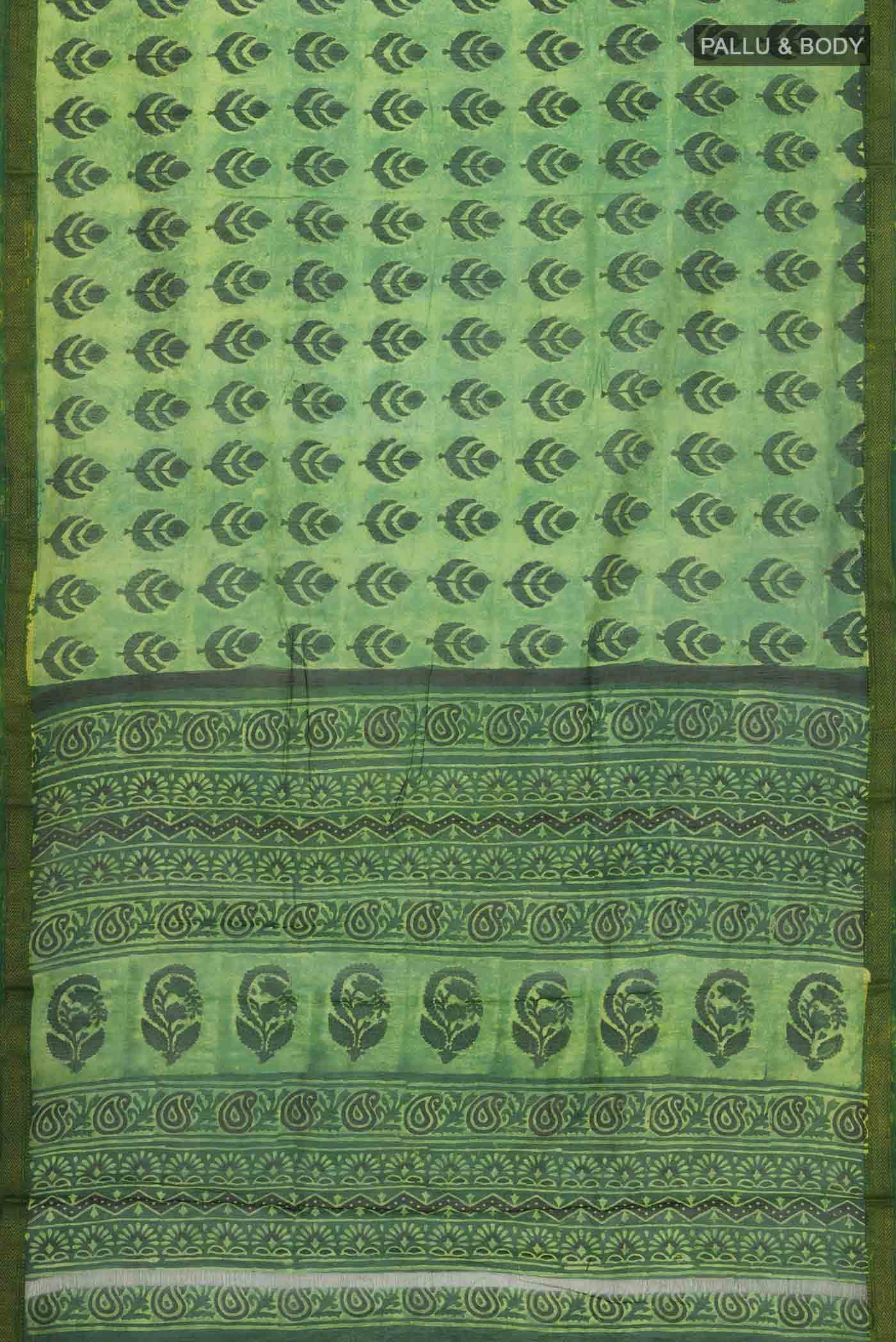 Green Chanderi Silk Cotton Saree