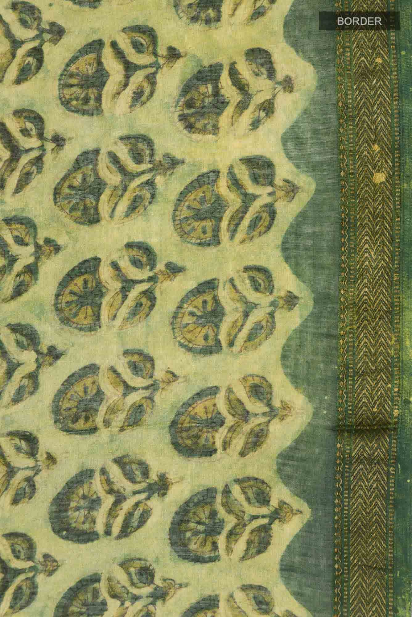 Green Chanderi Silk Cotton Saree