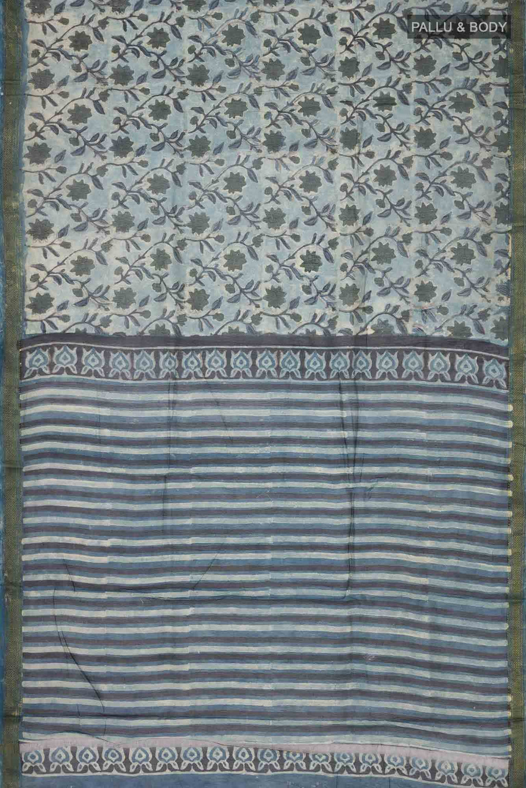 Blue Linen Cotton Saree