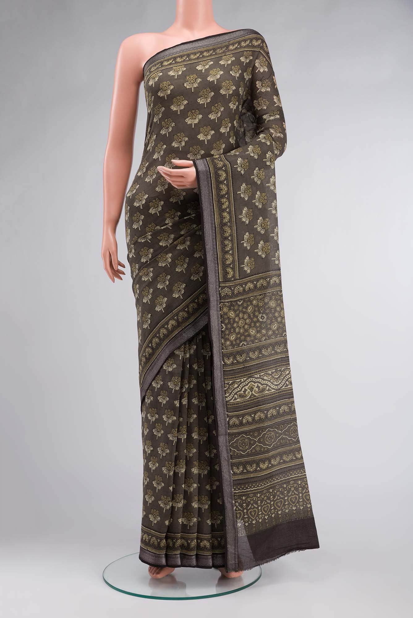 Green Maheshwari Silk Cotton Saree
