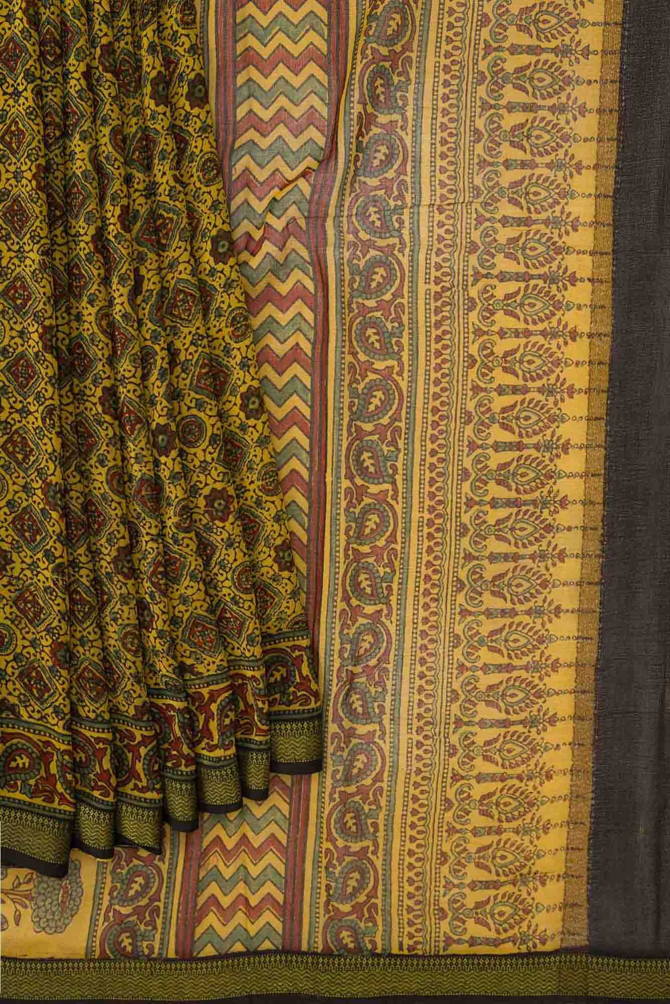 Mustard Dual Tone Chanderi Silk Saree