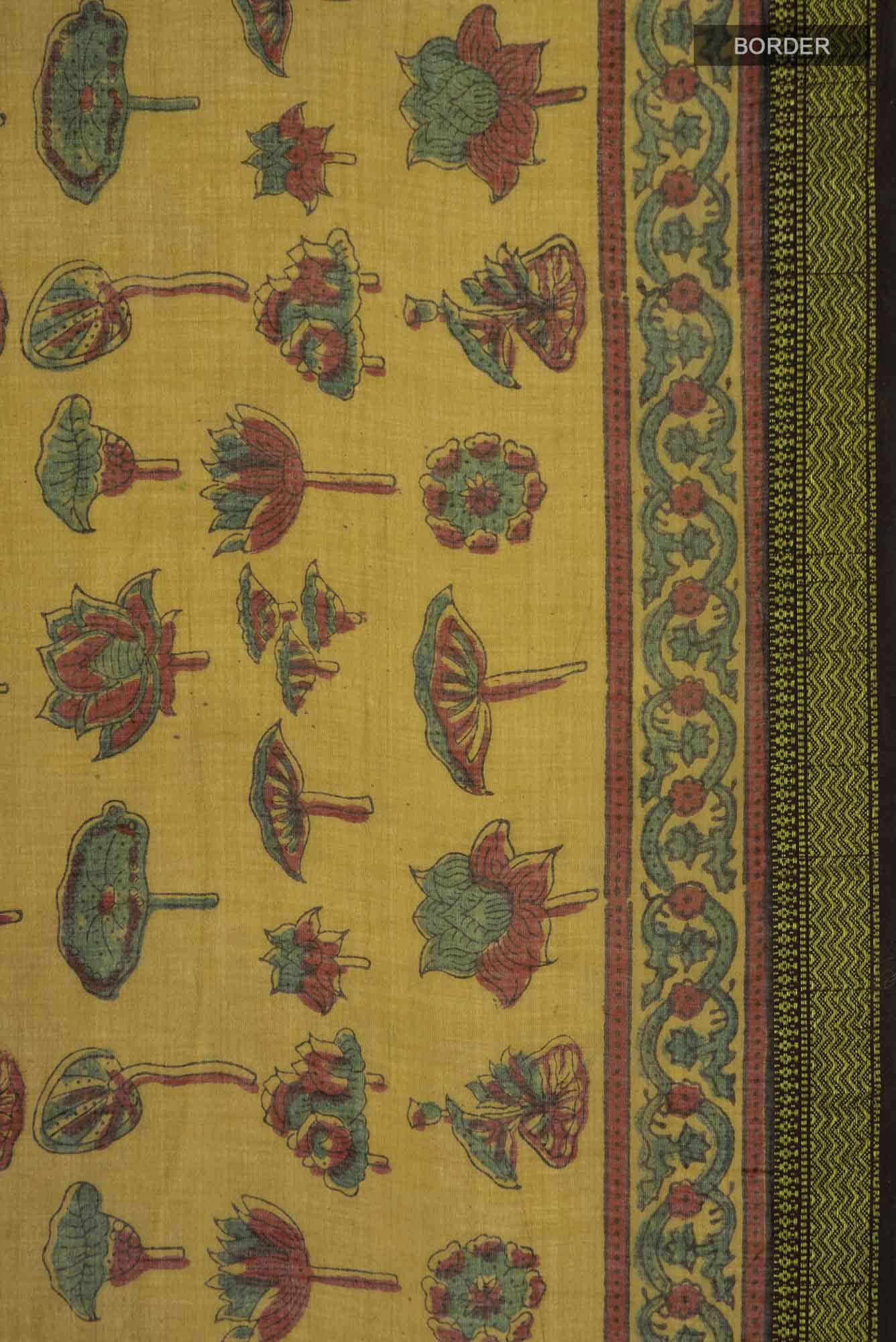 Mustard Maheshwari Silk Cotton Saree