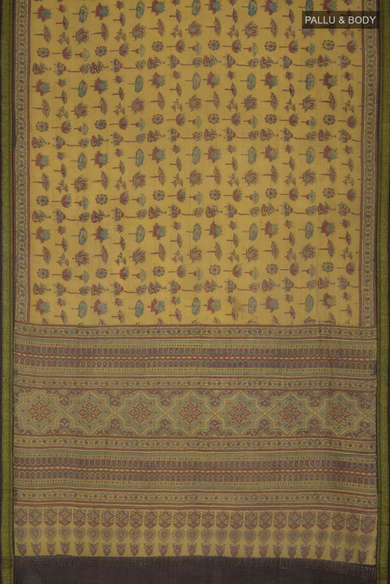Mustard Maheshwari Silk Cotton Saree