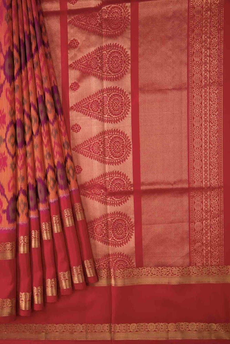 Dark Pink Dual Tone Soft Silk Saree