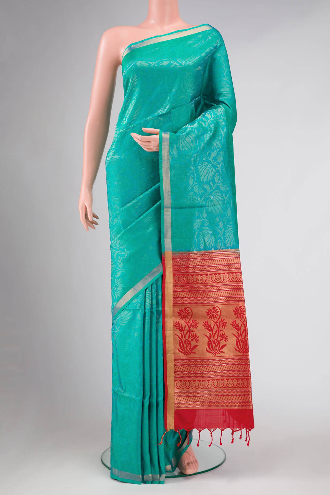 Green Dual Tone Soft Silk Saree