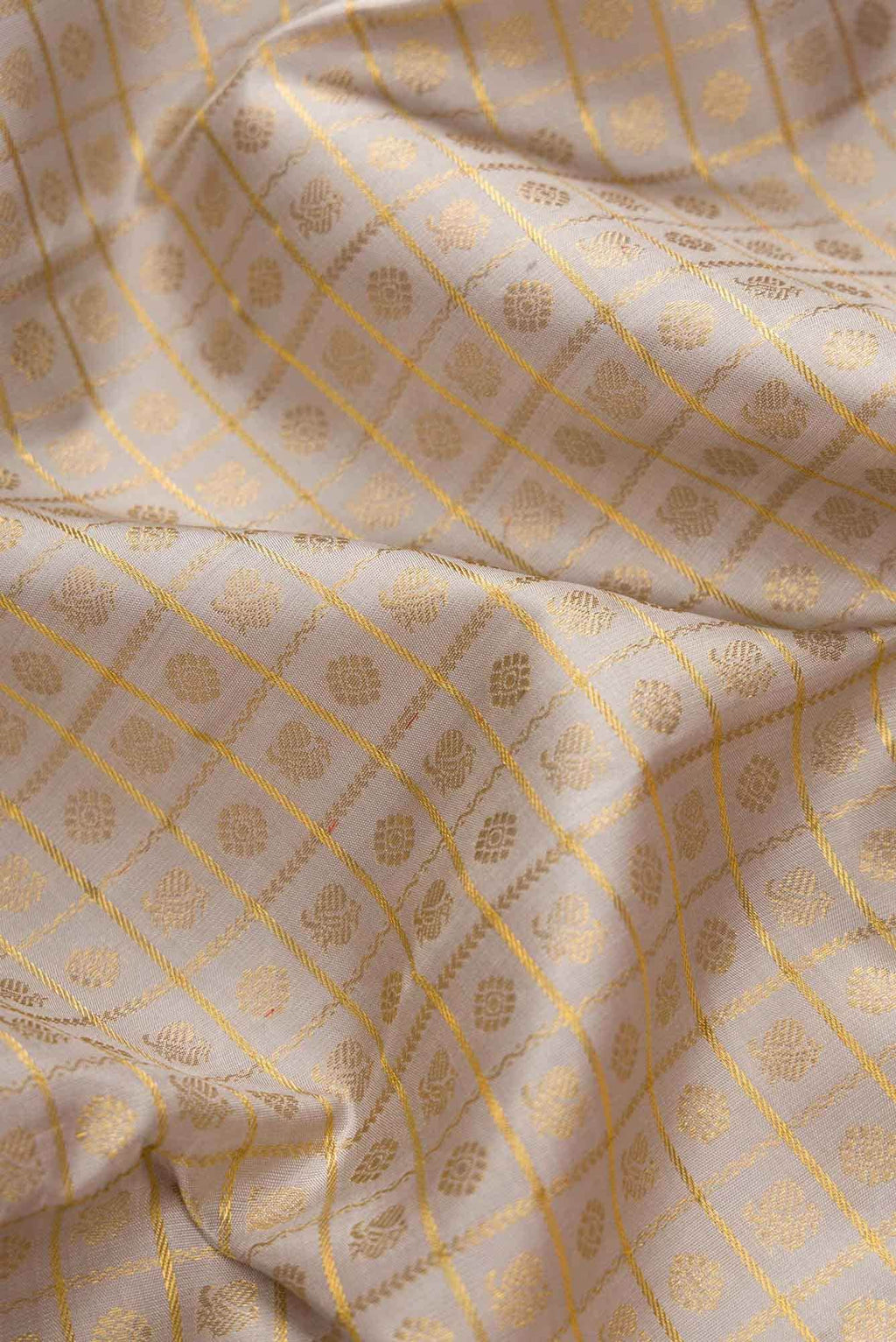 Pure Silk Pure Zari Grey Dual Tone Kanchipuram Saree