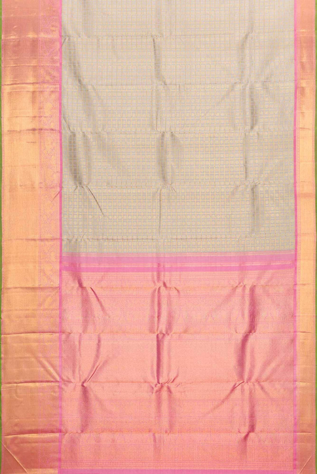 Pure Silk Pure Zari Grey Dual Tone Kanchipuram Saree