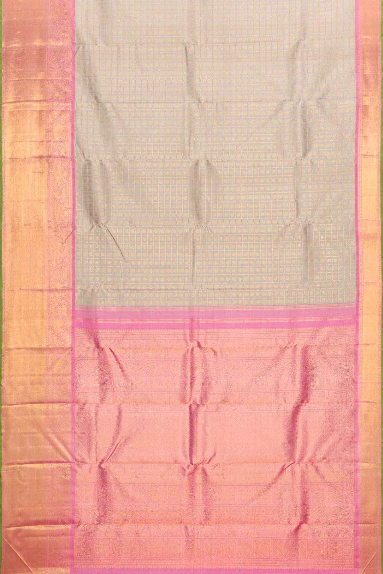 Pure Silk Pure Zari Grey Dual Tone Kanchipuram Saree