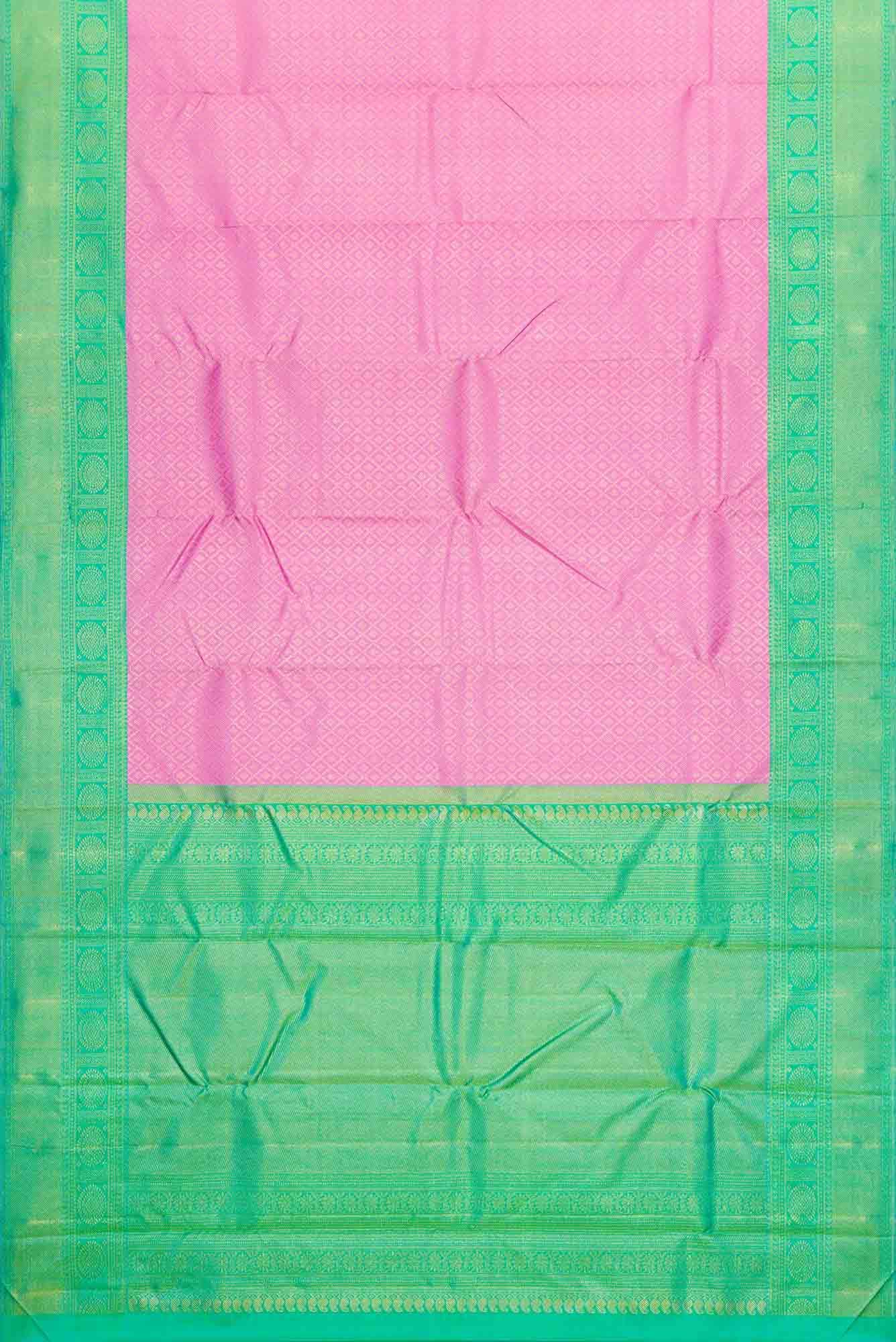 Pure Silk Pure Zari Pink Dual Tone Kanchipuram Saree
