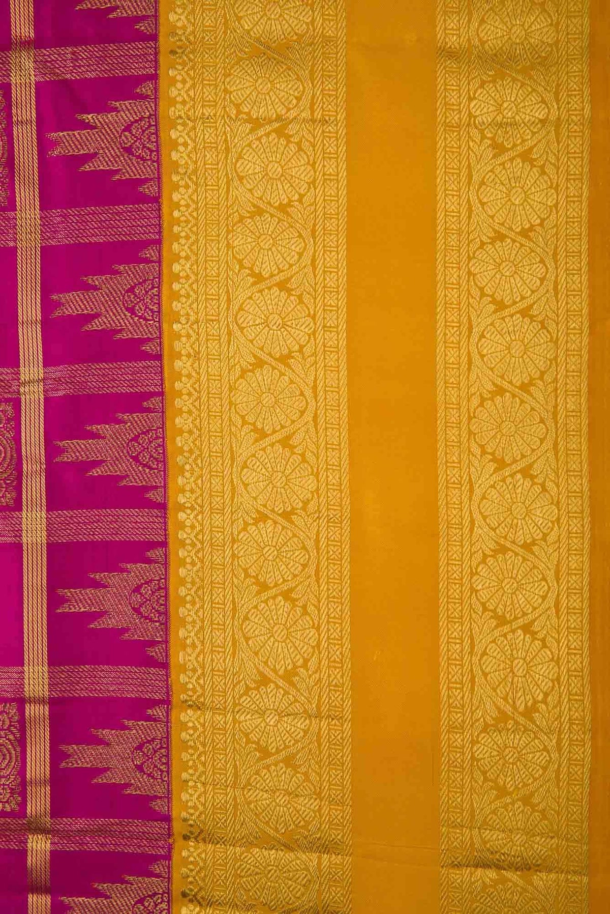 Pure Silk Pure Zari Magenta Kanjivaram Saree
