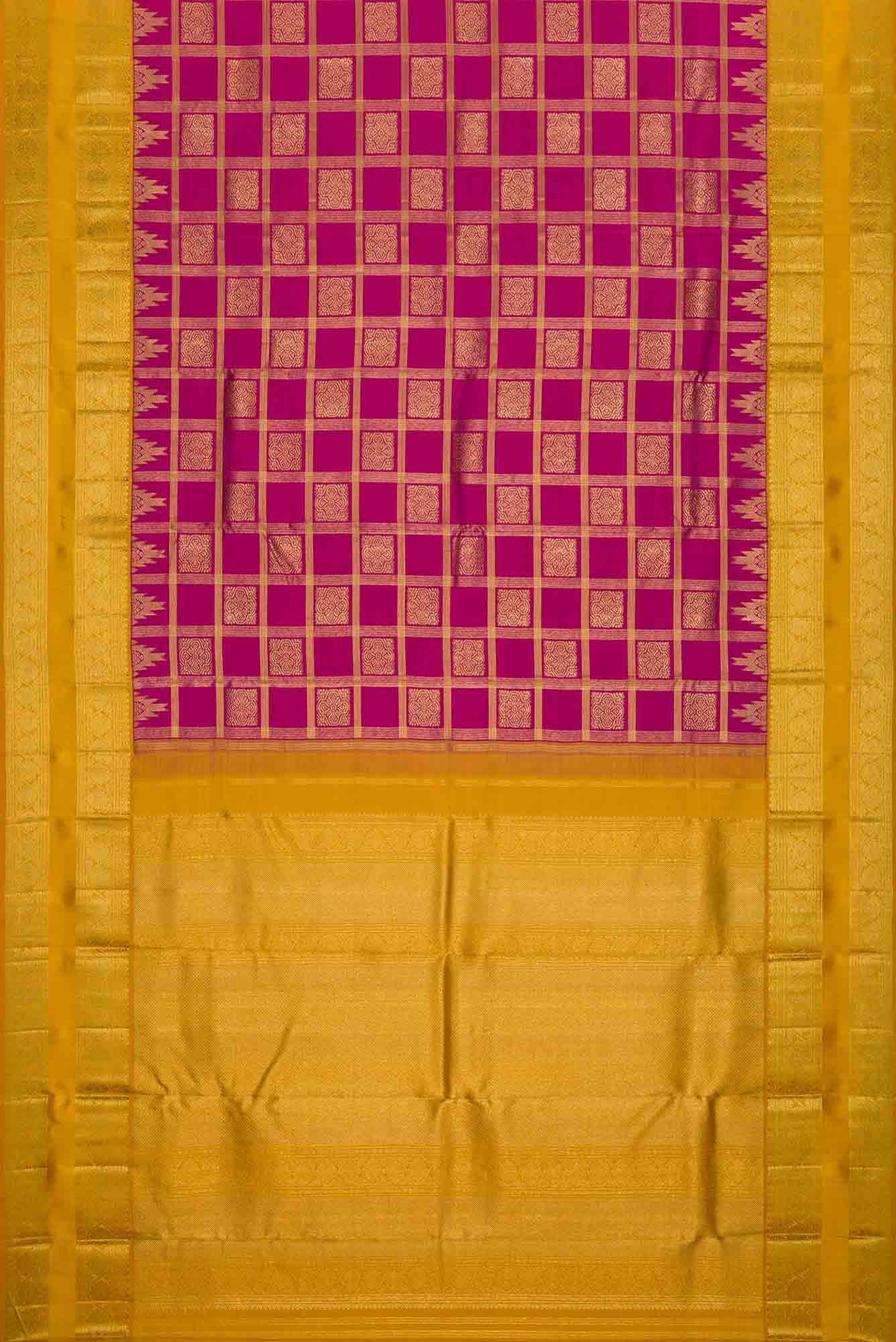 Pure Silk Pure Zari Purple Dual Tone Kanchipuram Saree