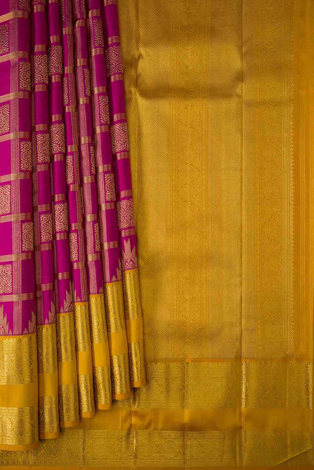 Pure Silk Pure Zari Purple Dual Tone Kanchipuram Saree