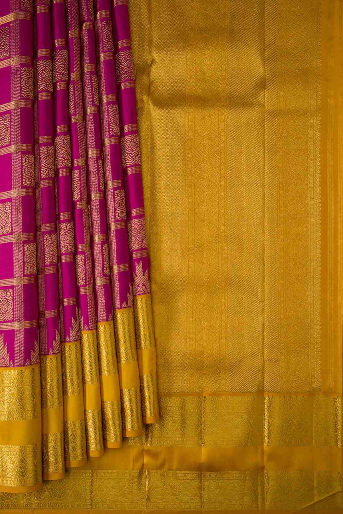 Pure Silk Pure Zari Magenta Kanjivaram Saree