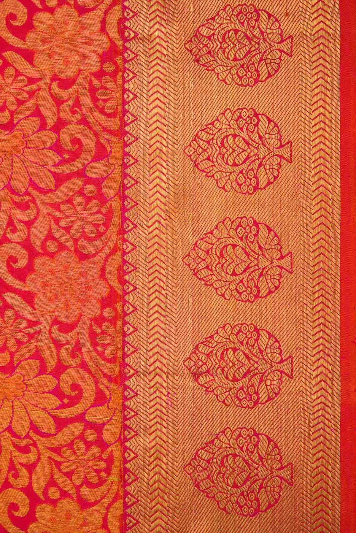 Pure Silk Pure Zari Pink Dual Tone Kanjivaram Saree