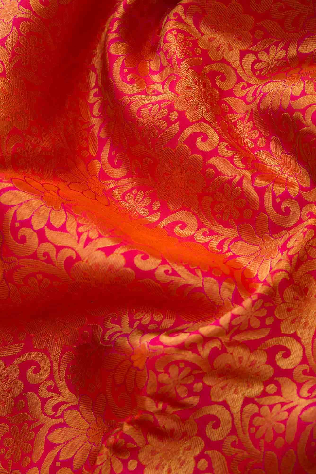 Pure Silk Pure Zari Pink Dual Tone Kanchipuram Saree