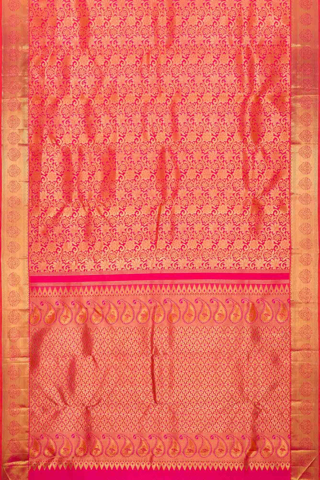 Pure Silk Pure Zari Pink Dual Tone Kanchipuram Saree