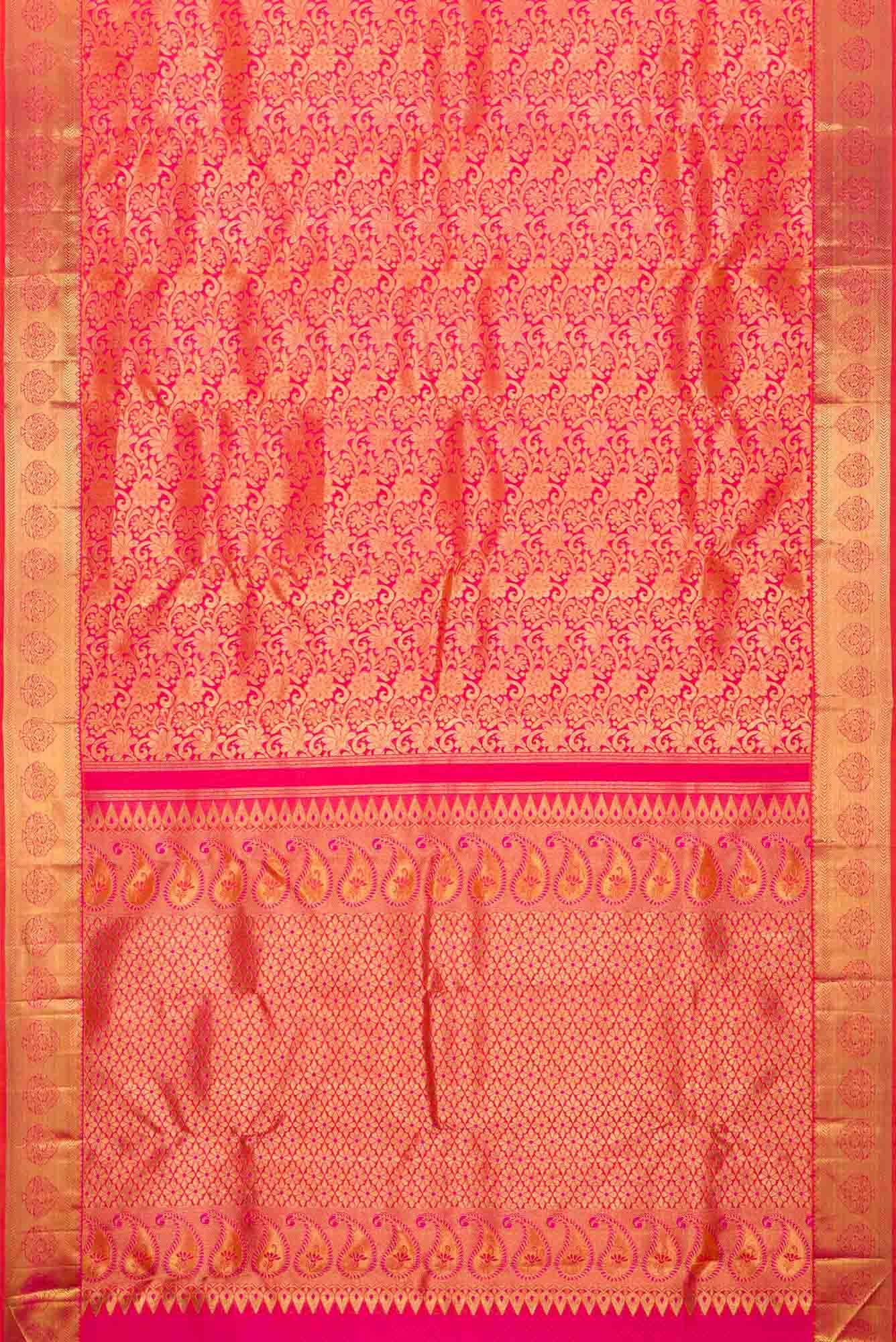 Pure Silk Pure Zari Pink Dual Tone Kanchipuram Saree
