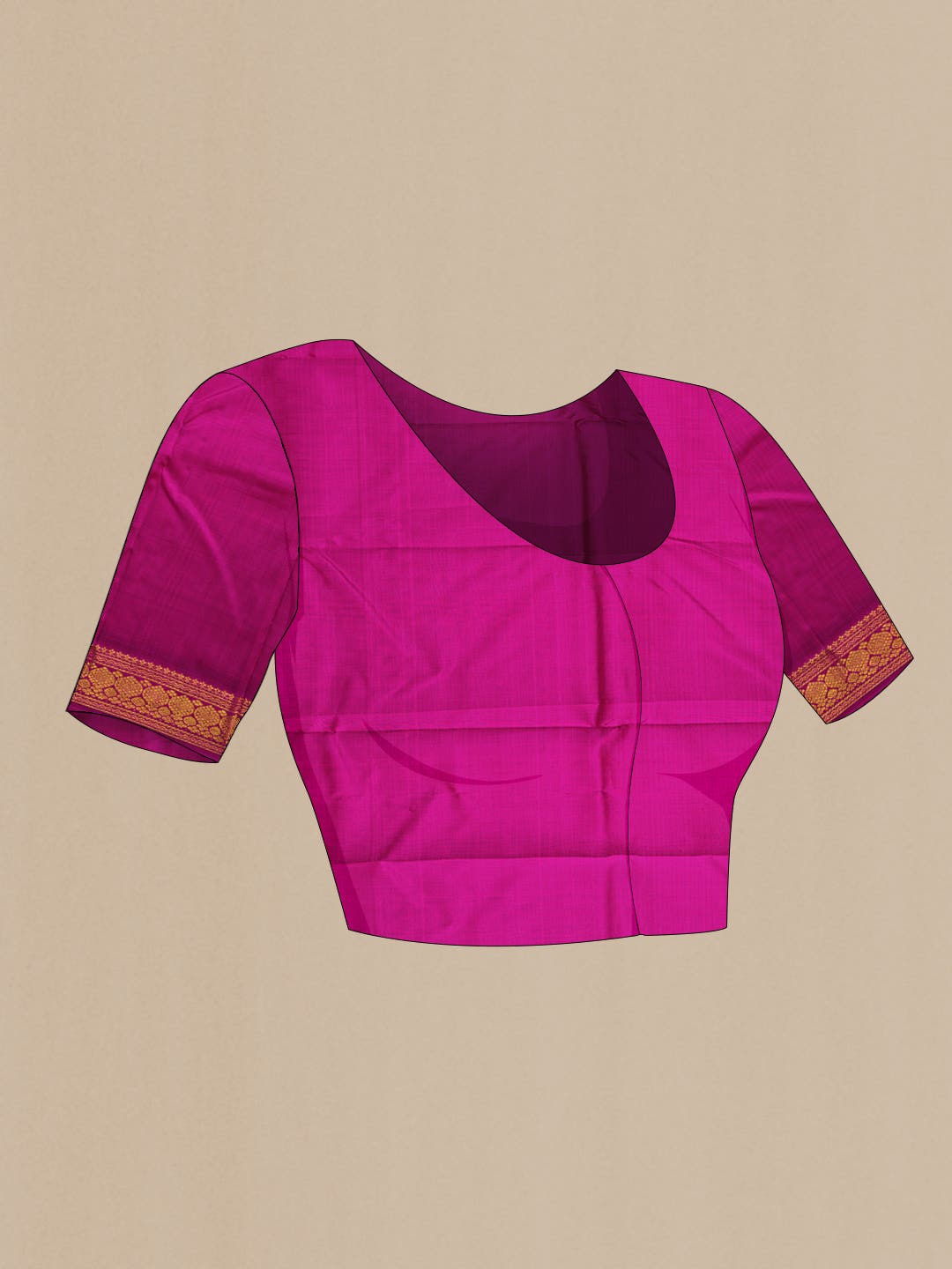 Pure Silk Pure Zari Magenta Dual Tone Kanchipuram Saree