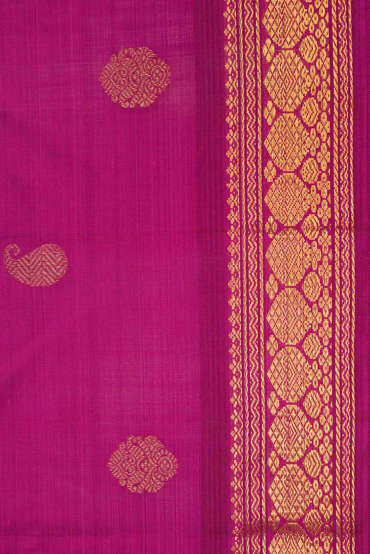 Pure Silk Pure Zari Magenta Dual Tone Kanchipuram Saree
