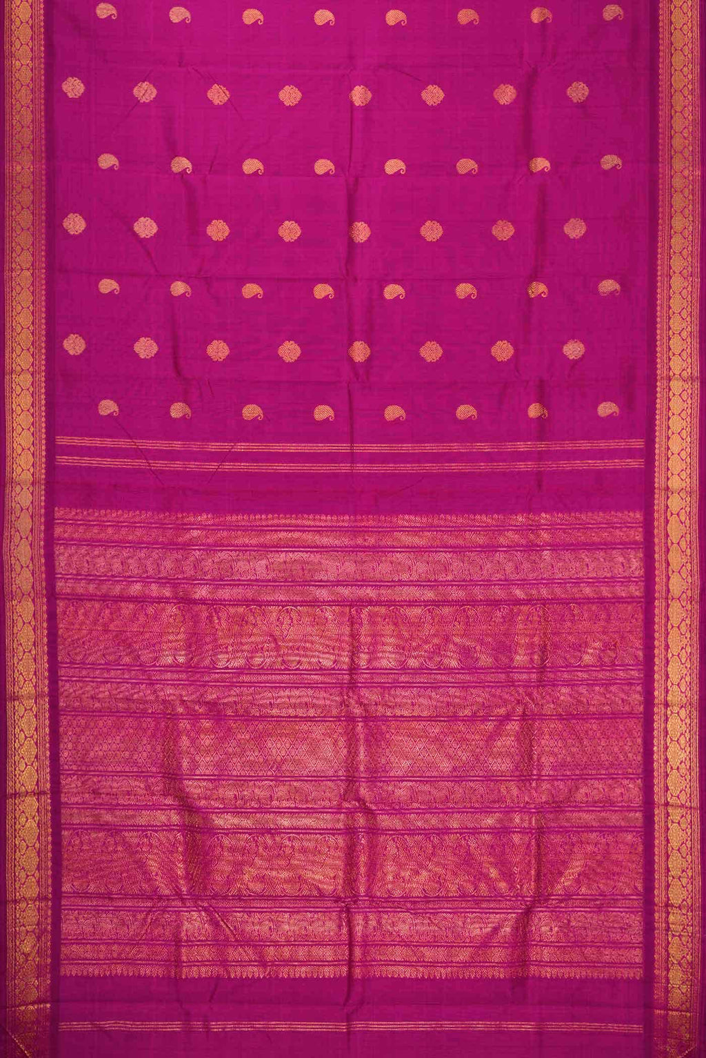 Pure Silk Pure Zari Magenta Dual Tone Kanchipuram Saree