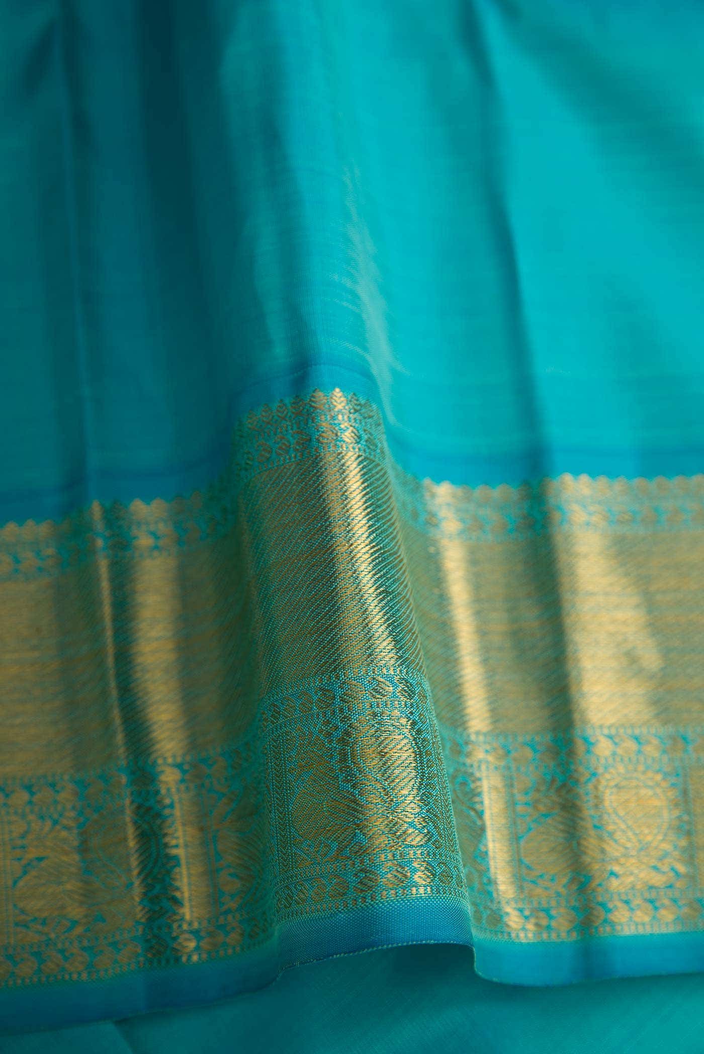 Pure Silk Pure Zari Yellow Dual Tone Kanchipuram Saree