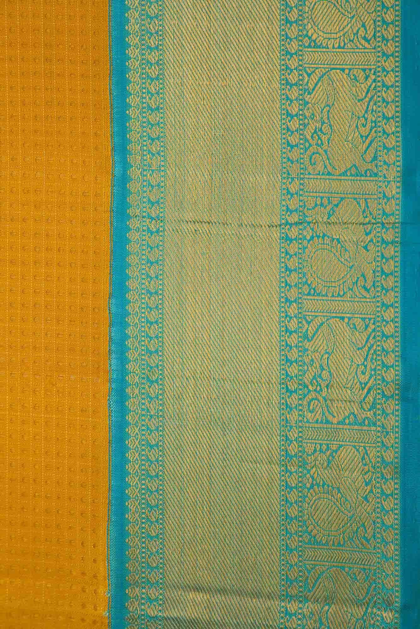 Pure Silk Pure Zari Yellow Dual Tone Kanchipuram Saree
