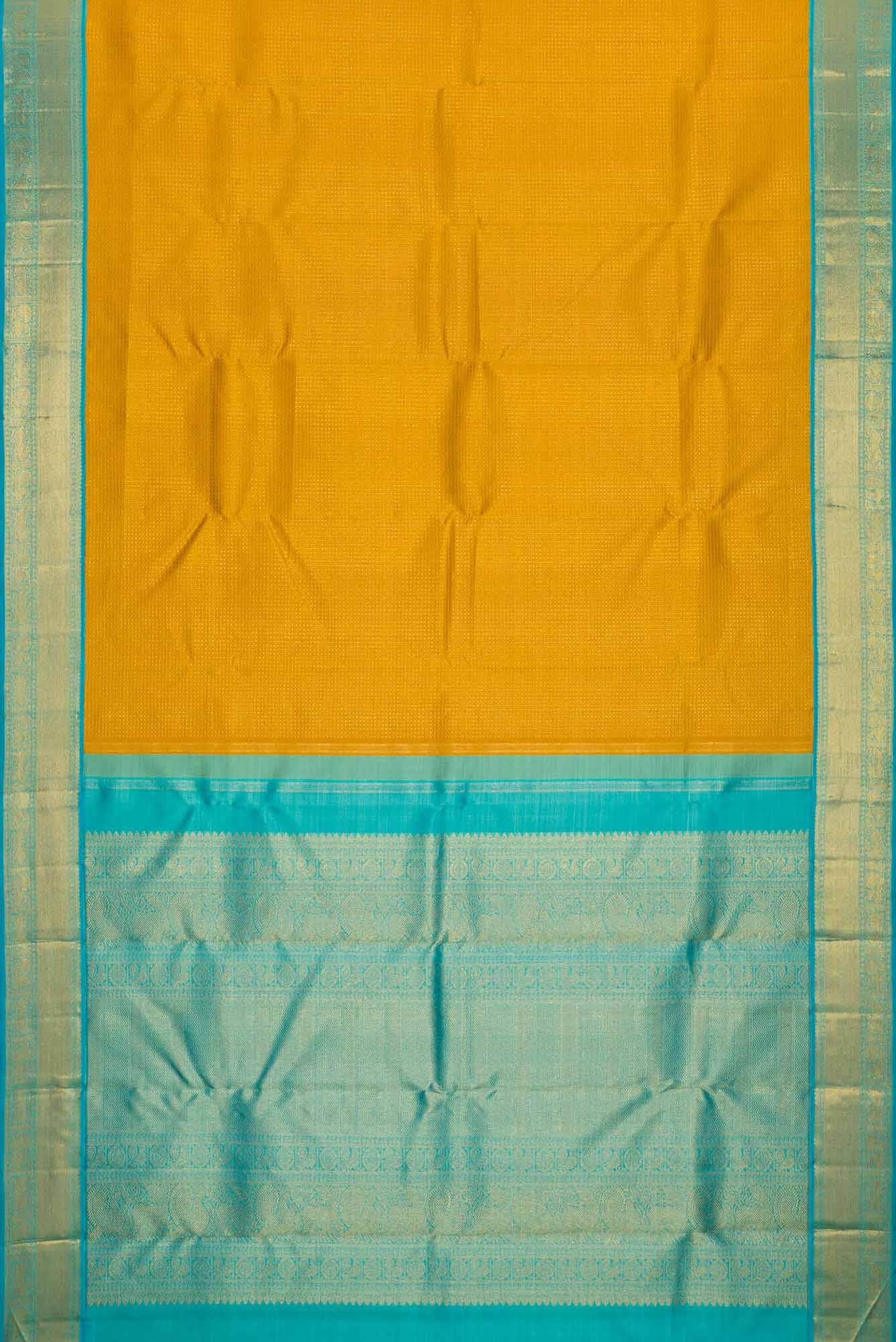 Pure Silk Pure Zari Yellow Dual Tone Kanchipuram Saree