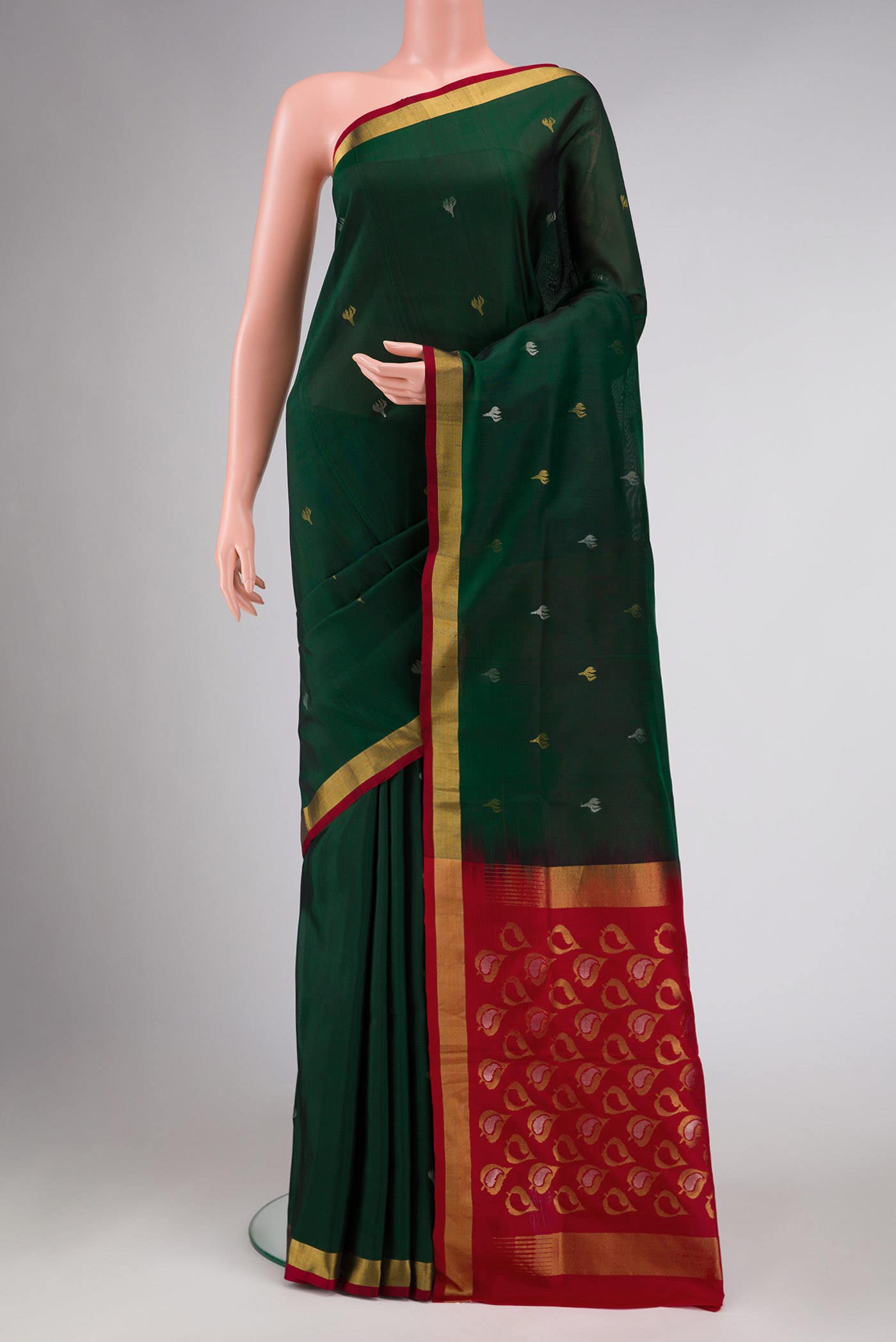 Bottle Green Dual Tone Uppada Silk Saree