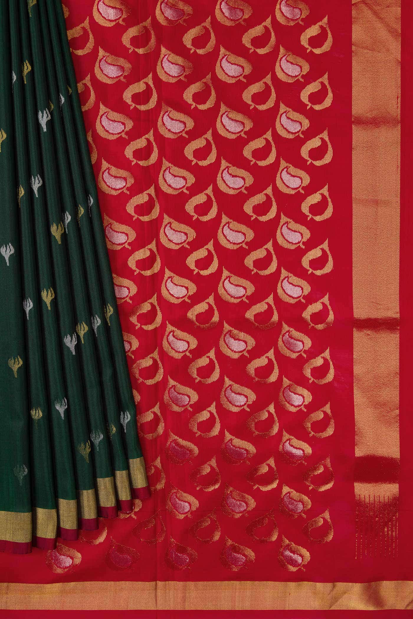Bottle Green Dual Tone Uppada Silk Saree