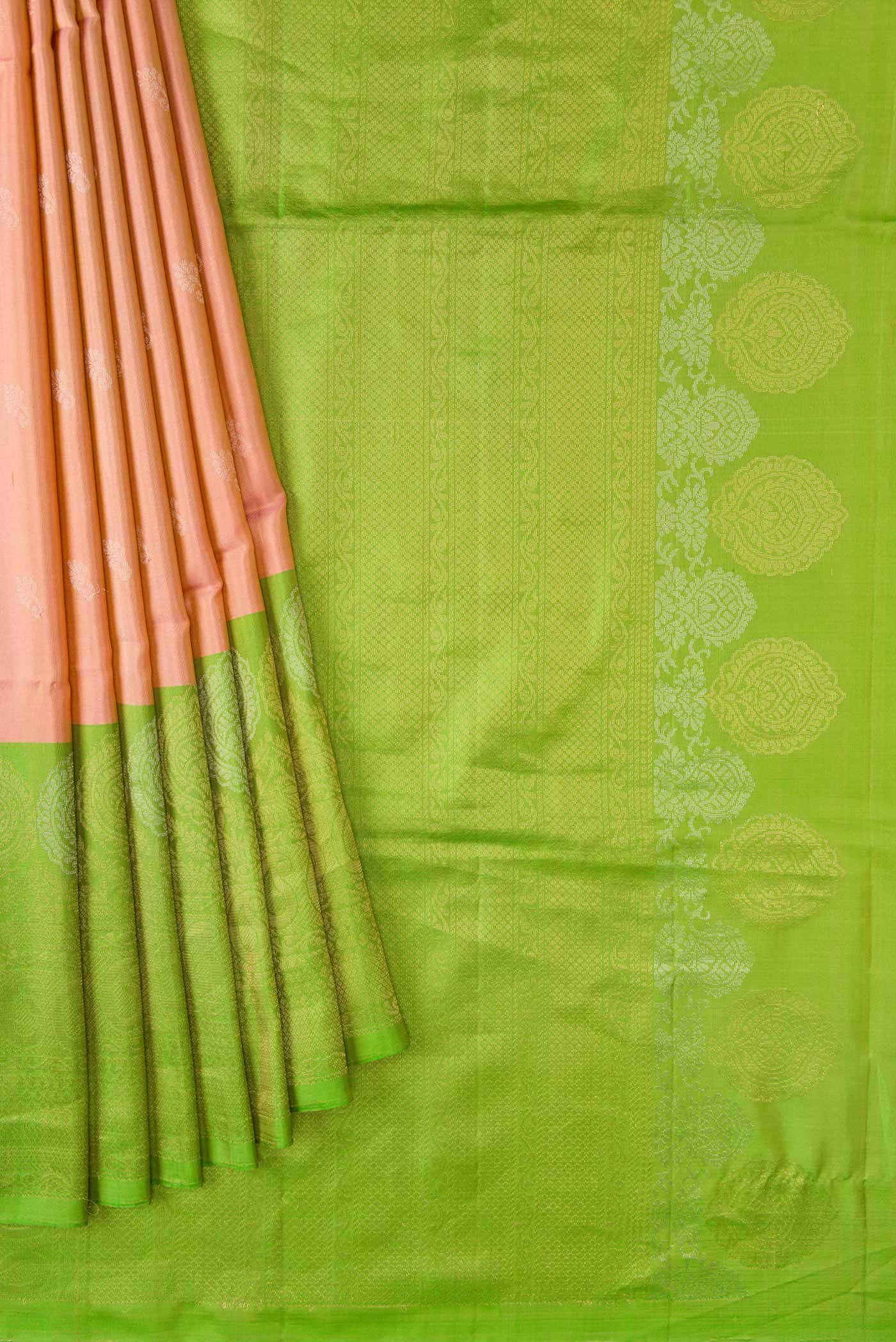 Golden Peach Dual Tone Soft Silk Saree